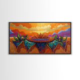Sunrise Desert, Bloom, Canvas Print, Vibrant desert sunrise painting, boho southwestern art, Bedroom Wall Art, botanical decor