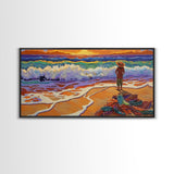 Sunset Ocean, Solitude, Framed Canvas Print, Peaceful Beach Sunset Art, Serene Mindfulness Coastal Decor, Zen Living Room Artwork