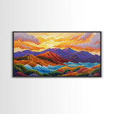 Sunset Ridge, Ocean Breeze, Autumn Mountains, Canvas Print, Warm Fall Wall Art, Rustic Living Room, Earthy Nature Artwork