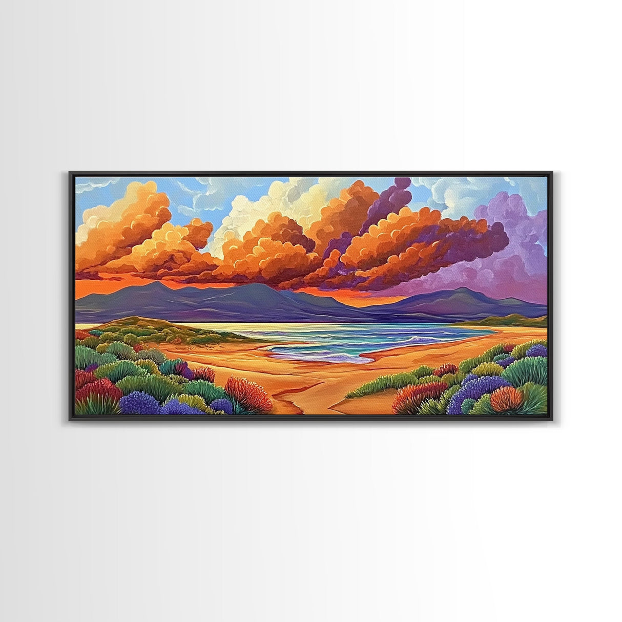 Coastal Sunset, Sandy Dunes, Ocean View, Canvas Print, Beach sunset artwork perfect Bathroom Wall Art or Tranquil Bedroom Decor