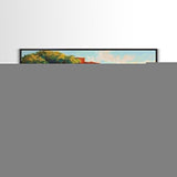 Villa Hillside, Coastal, Colorful, Framed Canvas Print Mediterranean house art, vibrant landscape painting, kitchen boho decor print