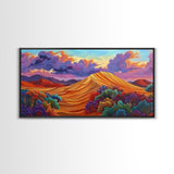 Sand Mountain, Clouds Sunset, Canvas Print, vibrant desert, mountain landscape, dusk dramatic sky, Autumn Decor, Boho Living Room
