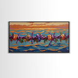 Barbed Sunset, Ocean, Framed Canvas Print, Symbolic Ocean Barbed Wire Art, Modern Sunset Expressionist Decor, Unique Office Wall Art