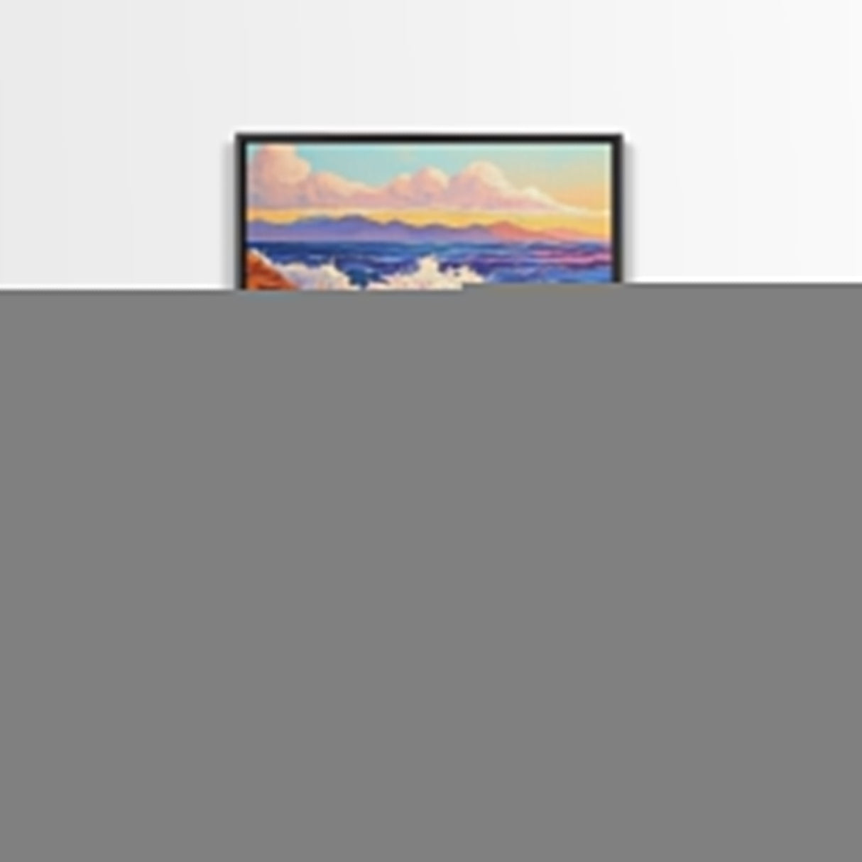 Crashing Ocean Wave, Rocky Coastline Scene, Vibrant Beach Art, Framed Canvas Print, Nature Inspired, Coastal Living Room Wall Art