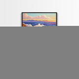 Crashing Ocean Wave, Rocky Coastline Scene, Vibrant Beach Art, Framed Canvas Print, Nature Inspired, Coastal Living Room Wall Art