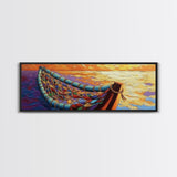 Sunset Hammock, Tranquil Waters, Ocean Relaxation, Framed Canvas Print, tropical bedroom art, chill beach vibe, coastal decor