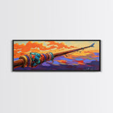 Fishing Pole, Ocean Cast, Sunset Waters, Canvas Print, fisherman gift, nautical wall art, rustic cabin decor, outdoor artwork