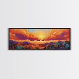 Sunset Horizon, Autumn Clouds, Landscape Wall Decor, Fall Tones, Framed Canvas Print, Rustic Art, Living Room Wall Art, Boho Style