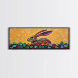 Whimsical Rabbit Art, Bright Bunny Painting, Bold Animal Decor, Framed Canvas Print, Nursery Wall Art, Easter Spring Style