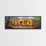 Desert Casa Art, Colorful Home, Cactus Painting, Framed Canvas Print, Vibrant Southwest Decor, Living Room Wall Art, Spanish Style Art
