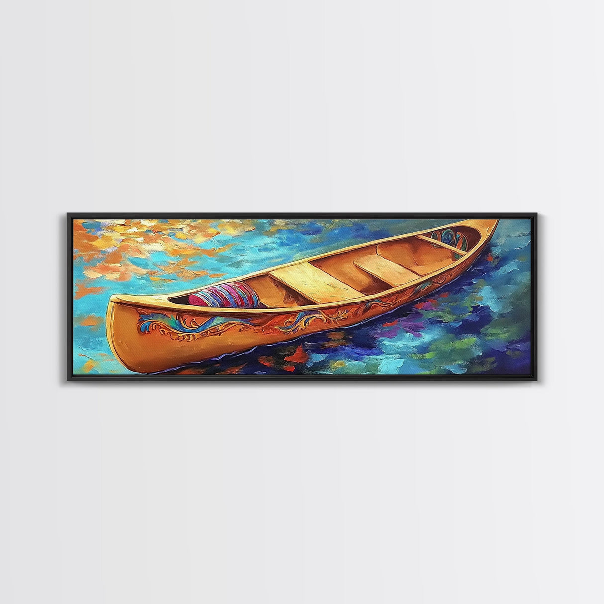 Canoe Reflections, Still Water, Nature Adventure, Relaxing Vibe, Canvas Print, Lake House Decor, Peaceful Boho Wall Art