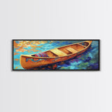 Canoe Reflections, Still Water, Nature Adventure, Relaxing Vibe, Canvas Print, Lake House Decor, Peaceful Boho Wall Art