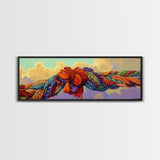 Colorful Rope Knot, Textured Fabric Art, Whimsical Decor, Framed Canvas Print, abstract textile art, fiber wall art, boho bedroom