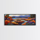 Autumn Lake, Purple Trees, Fall Landscape, Colorful Reflections, Framed Canvas Print, Cabin Wall Art, Cozy Fall Decor, Nature Inspired