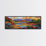 Desert River Colors, Southwest Landscape, Mountain Sunset, Framed Canvas Print, Living Room Wall Art, Earthy Tones, Fall Boho Decor