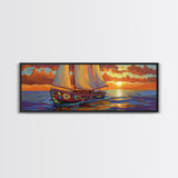 Sunset Sailboat Dream, Vibrant Ocean Painting, Nautical Coastal Wall Art, Canvas Print, Beach House Decor, Living Room Statement Piece