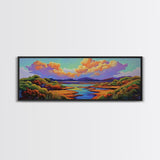 Serene River Sunset, Colorful Landscape Reflection, Nature Wall Scene, Framed Canvas Print, Bedroom Wall Art, Calming Scenic Artwork