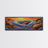 Leaping Salmon, River Fishing Scene, Wildlife Painting, Framed Canvas Print, Cabin Wall Art, Bold Nature Decor, Rustic Style