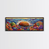 Ocean Splash, Bold Rocks, Sunset Colors, Canvas Print, Vibrant Coastal Art, Abstract Seaside Decor, Living Room Wall Art, Boho Vibes