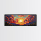 Sunset Serenity Sky, Mountain Glow Art, Dreamy Landscape Painting, Canvas Print, Peaceful Wall Decor, Living Room or Meditation Space