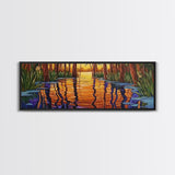 Sunset Reflection, Tranquil Forest, Swamp Scene, Cypress Trees, Framed Canvas Print, Autumn Wall Art, Rustic Decor, Nature Art
