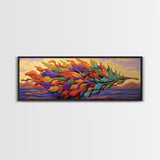 Rainbow Leaf, Nature Abstract, Coastal Breeze, Vibrant Palette, Framed Canvas Print, boho beach decor, colorful fall wall art, living room accent