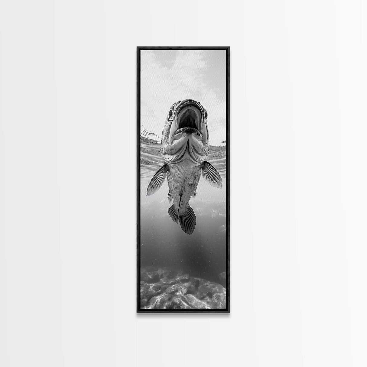 Underwater Fish, Marine Life, Ocean Perspective, Bold Wildlife, Aquatic Beauty, Framed Canvas Print, Kids Room Wall Art, Nautical Style Decor
