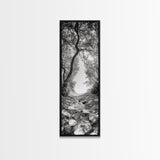 Forest Path, Rock Creek, Canopy Light, Calm Nature Scene, Canvas Print, Entryway Wall Art, Tranquil Minimalist Landscape Print
