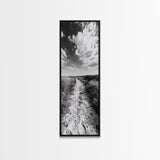 Sandy Trail, Beach Path, Cloudy Sky, Coastal Living, Framed Canvas Print, Relaxed Nature Vibe, Hallway Wall Art, Minimal Decor