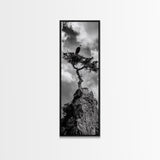 Eagle Tree, Cliff Perch, Bold Wildlife, Adventure Decor, Framed Canvas Print, Rustic Cabin Wall Art, American Symbolic Art