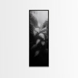 Fern Jungle Leaves, Tropical Botanical Print, Misty Rainforest Wall Art, Framed Canvas Print, Bathroom Decor, Moody Plant Art