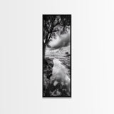 River Through Trees, Tranquil Forest Stream, Reflective Nature Art, Framed Canvas Print, Zen Living Room Wall Decor, Calm Scene