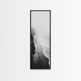 Foggy Cliffs, Ocean Shoreline, Monochrome Beach, Canvas Print, Black and white beach art, Coastal minimalist hallway decor, Modern seascape gift