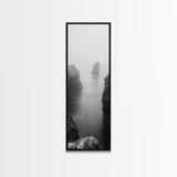 Foggy Cliffs, Coastal Serenity, Ocean Landscape, Nature Photography, Framed Canvas Print, Minimalist Wall Art, Bedroom Wall Decor