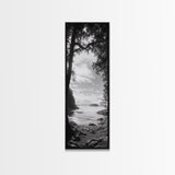 Island View, Forest Coastline, Secluded Shore, Tranquil Ocean Scene, Canvas Print, Boho Decor, Entryway Wall Art, Nature Wall Aesthetic