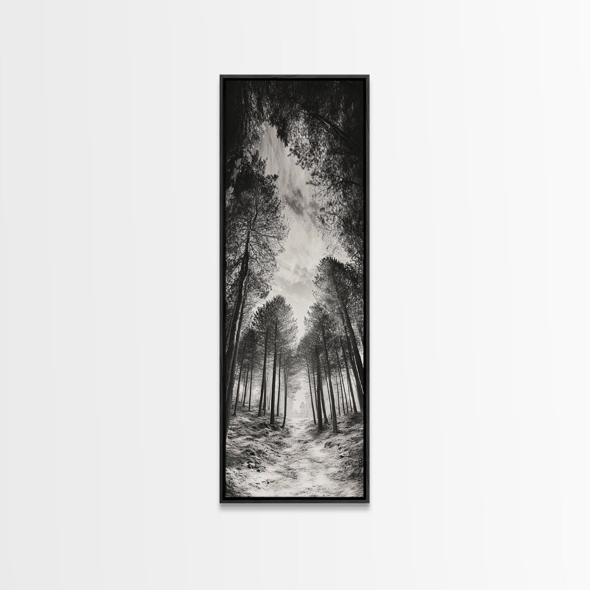 Pine Forest, Nature Path, Tree Canopy, Tranquil Woods, Canvas Print, Forest Wall Art, Minimalist Nature Decor, Meditation Room Artwork