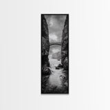 Sea Arch, Cliff Bridge, Coastal Landscape, Dramatic Ocean View, Black and White Framed Canvas Print, Bathroom Art, Hallway Wall Art