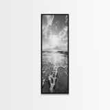Ocean Foam, Morning Light, Tranquil Seashore, Black and White Coastal Print, Canvas Print, Minimalist Bathroom Print, Entryway Wall Art