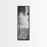 Beach Volleyball, Sandy Court, Summer Games, Ocean Sky, Active Lifestyle, Framed Canvas Print, Game Room Wall Art, Sporty Coastal Art