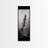 Rising Trout, Underwater Fish, Nature Close-Up, Canvas Print, Cabin Wall Art, Rustic Decor, Fishing Lover Gift, Black and White Art
