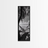 Hammock Dreams, Coastal Rest, Lakeside Retreat, Chill Vibes, Framed Canvas Print, Boho Wall Art, Serene Bedroom Art, Relaxation Inspired Decor