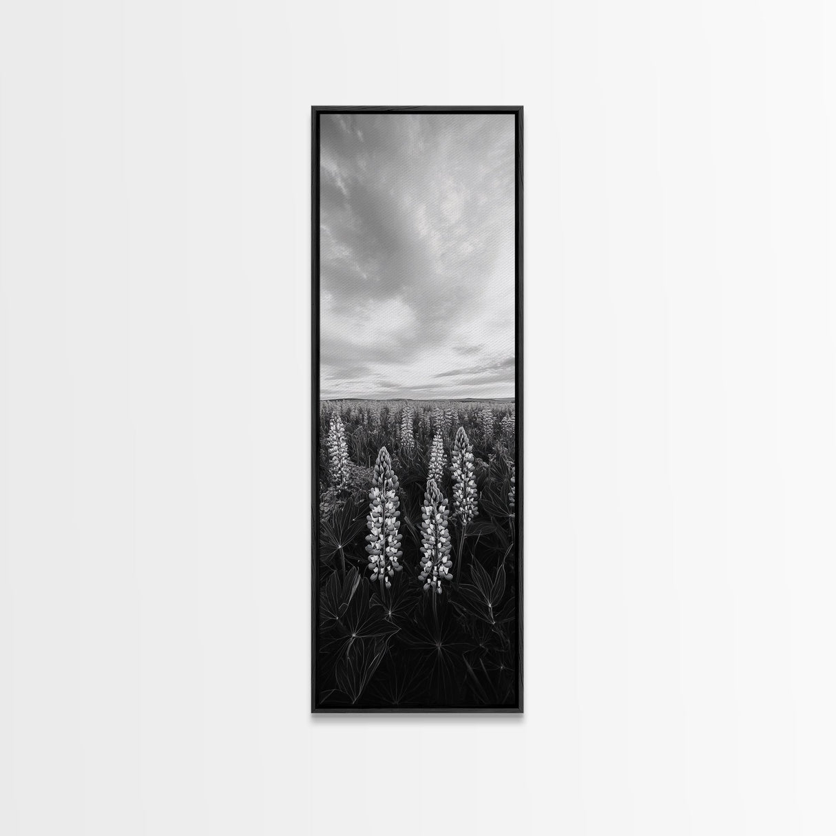 Lupine Field, Blooming Flowers, Meadow Horizon, Framed Canvas Print, Botanical Wall Art, Bedroom Decor, Nature-Inspired, Boho Floral Art