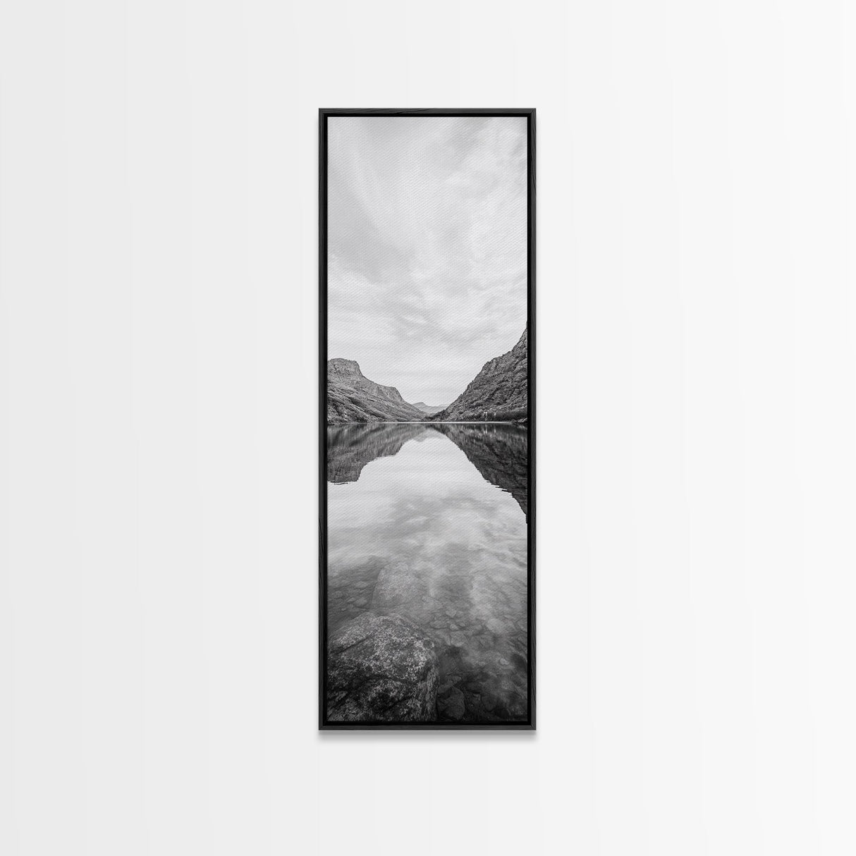 Mountain Lake, Glassy Water, Serene Reflection, Canvas Print, Bedroom Wall Art, Nature Photography, Minimalist Decor, Tranquil Vibe