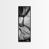 Coastal Bed View, Ocean Canopy, Seaside Rest, Framed Canvas Print, Boho Bedroom Wall Art, Rustic Beach Photography, Nature Retreat Decor