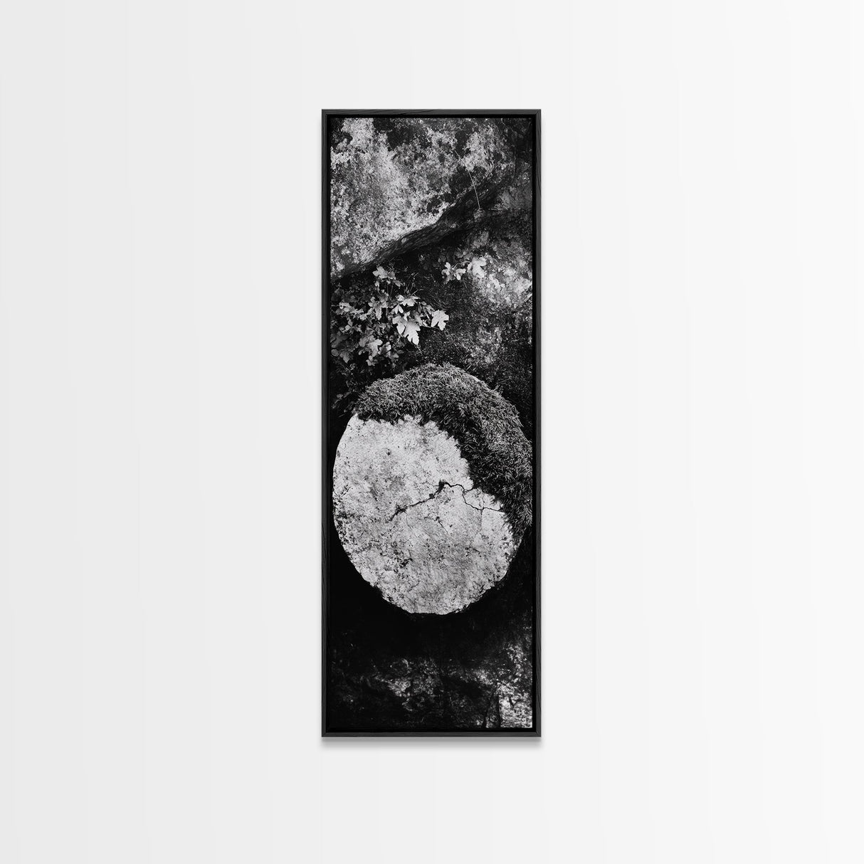 Zen Circle Stone, Forest Texture, Nature Balance, Canvas Print, Rustic Bathroom Decor, Earthy Wall Art, Minimalist Natural Style