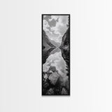 Reflective Lake, Cloud Mirror, Mountain Calm, Canvas Print, Serene Bedroom Wall Art, Nature Tranquility, Scandinavian Landscape Style