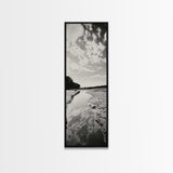 Muddy River Curve, Autumn Skies, Cracked Earth Flow, Canvas Print, Fall Nature Wall Art, Farmhouse Decor, Earth Tone Photography