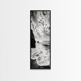 Ocean Sunset Foam, Coastal Waves Print, Seascape Minimalist, Fall Bathroom Decor, Canvas Print, Black White Beach Photography