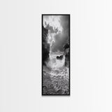 Wave Crash Rocks, Ocean Drama Scene, Moody Beach Photography, Coastal Kitchen Decor, Framed Canvas Print, Nautical Wall Art