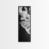 Shoreline Edge, Ocean Waves, Coastal Horizon, Framed Canvas Print, Black and White Beach Art, Bathroom Art, Entryway Wall Decor